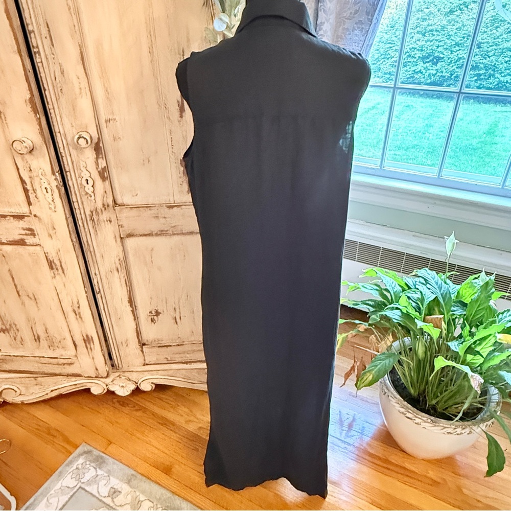 Vintage Valerie Steven’s Pure Linen Sleeveless Maxi Shirt Dress. Black. Sz 8 - Picture 9 of 12